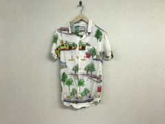 本物スコッチアンドソーダSCOTCH&SODAオープンカラー柄アロハ半袖シャツメンズサーフアメカジミリタリーストリートスケーターワークビジネススーツモードゴルフドレスS白ホワイト