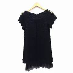 レベッカテイラー rebecca taylor ワンピース パーティードレス Aライン 膝丈 ペチコート 刺繍 フリル ラメ混 切替チュール 花柄 綿混 2 ブラック 黒 /HT3