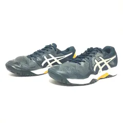 テニスシューズのトップモデル◎【asics】アシックス スニーカー ローカットGEL-RESOLUTION 8 GS ゲルレゾリューション8ジュニア 1044A018 オールコート用 部活 ネイビー イエロー ジュニア レディース 23cm/M43611fF