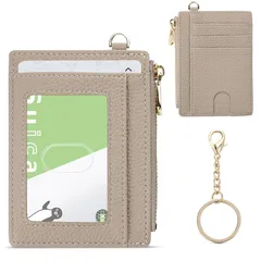 【新品】 [Ganve] パスケース 定期入れ キーホルダー付き レディース フラグメントケース 革 合皮 おしゃれ カードケース 薄型 5mm 小銭入れ 両面用 ID ICカード6枚収納 可愛い 名刺ホルダー レザー 名札ケース レディース 多機能 ミニ 0