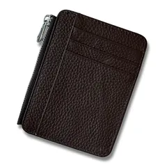 【新品】 [VIVIORA] クレジットカードケース 本革 フラグメントケース クレカ マイナンバー スリム カード入れ 財布 名刺入れ パスケース 薄型 ジッパー カードホルダー (ダークブラウン) 0