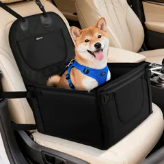 犬 ドライブボックス 小型犬 車用 ドライブシート 型崩れしない 汚れに強い 助手席対応 ペット用 ドライブベッド リバーシブルマット ＆ 飛び出し防止リード付きのサムネイル