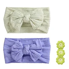 新品 mitas ベビーバンド 2枚セット ベビー ヘアバンド ターバン リボン ストレッチ 柔らかい 肌触り 新生児 赤ちゃん ベビー キッズ 伸縮 締めつけない ヘアアクセ ヘアクリップ 髪飾り 髪留め ジャガード かわいい くすみ 結婚式 お食い初め 誕
