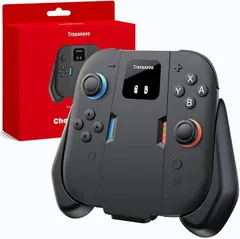 TRANSNOVO switch 2 ジョイコン用 充電グリップ スイッチ 向け コントローラー Joy-Con 対応 充電式 コントローラーホルダー 磁気吸引式・背面ロック構造・装着簡単・安定感 充電指示 LED 付 Type-C (黒)