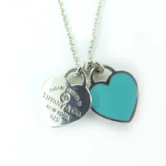 極美品☆TIFFANY&Co. ティファニー リターントゥティファニー ハート ペンダント ミニダブルハートタグ AG925 ダイヤモンド 1P ネックレス ティファニーブルー 箱・保存袋付き 重量2.7g レディース