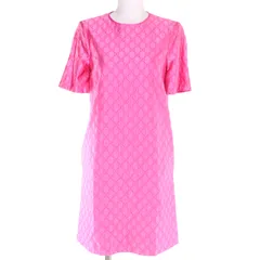 未使用品◇GUCCI グッチ 22AW 703817 シルク100％ GG柄 ショートスリーブ ドレス ワンピース ピンク 36 ハンガー付き イタリア製 正規品 レディース