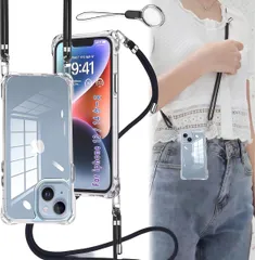 ★iPhone14 ケース iPhone13ケース スマホケース iPhone 14/13 [ストラップ2枚付き] 調節可能な ショルダー 肩がけ 首掛け 紐付き アイフォン 14/13 ケース 薄型 透明 軽量