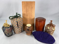 茶道具　備前焼　茶入　仕覆三点付　表千家十一代碌々斎極め箱　D　R6528 茶道具 備前焼 茶入 仕覆三点付 表千家十一代碌々斎極め箱 D R6528