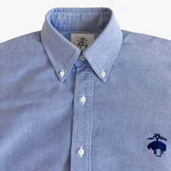 【BB0】Brooks Brothers（ブルックスブラザーズ）Black Fleece オックスフォードBD(ボタンダウン)シャツ ブルー / USA製 / Cotton 100% ビッグGF刺繍 金ボタン クリーニング済 メンズ