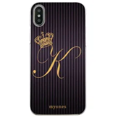 【新品未使用】iPhone11 Pro Max アイフォン11プロマックス クリア ハードケース ( クラウンイニシャル  イニシャルK ) ボーダー ストライプ イニシャル アルファベット