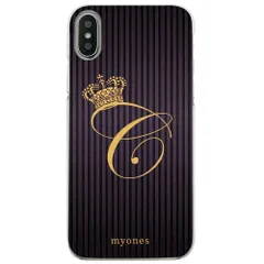 【新品未使用】iPhone14 Pro Max アイフォン14プロマックス クリア ハードケース ( クラウンイニシャル  イニシャルC ) ボーダー ストライプ イニシャル アルファベット