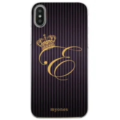 【新品未使用】iPhone11 Pro Max アイフォン11プロマックス クリア ハードケース ( クラウンイニシャル  イニシャルE ) ボーダー ストライプ イニシャル アルファベット