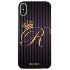 【新品未使用】Xperia 1 IV SO-51C SOG06 クリア ハードケース ( クラウンイニシャル  イニシャルR ) ボーダー ストライプ イニシャル アルファベット