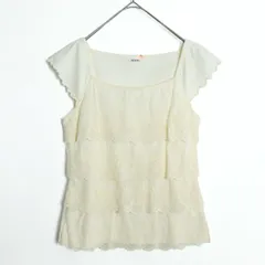 インゲボルグ★上品なレース＆フリル♪Tシャツ カットソー 綿100 サイズM 白系 z18521