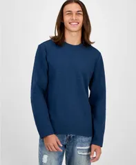 ゲス メンズ アウター ニット・セーター クルーネック セーター ロゴ GUESS Mens Quattro G Logo Crewneck Sweater Moonlit Nightのサムネイル