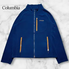 【美品】Columbia コロンビア マンズフィールドフルジップトップ フリースジャケット PM5789 ネイビー 紺 オレンジ メンズ Sサイズ キャンプ PM5789 刺繍ロゴ フルジップ ブルゾン キャンプ アウトドア B1088