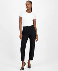 バースリー レディース ボトムス カジュアルパンツ パンツ Bar III Womens Compression HighRise StraightLeg Pants Black ブラック