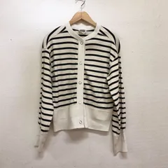 THE SHINZONE ザシンゾーン 日本製 22SS ケープリンボーダーカーディガン コットン100% カットソー素材 ドットボタン アイボリー×ブラック FREE