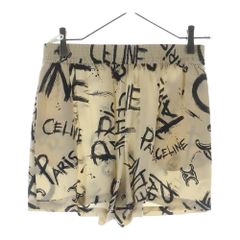 CELINE (セリーヌ) トリオンフ ロゴ 総柄 シルク ショートパンツ ハーフパンツ ショーツ ベージュ レディース 2P711731R
