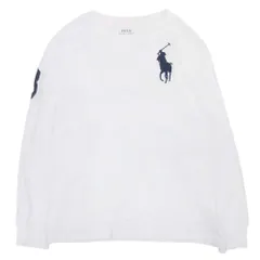 美品 POLO RALPH LAUREN ポロラルフローレン ビッグポニー ロゴ刺繍 長袖Tシャツ ロンT カットソー トップス M/150 白 ホワイト キッズ 古着 中古 USED