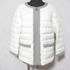 良品 HERNO ヘルノ ノーカラー ジップアップ ナイロン パデッドジャケット PC0054D-19288-1008 サイズ42 ホワイト レディース 古着 中古 USEDのサムネイル