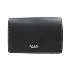 美品 COACH コーチ ミニ トライフォールド コイン ウォレット レザー 三つ折り 財布 コンパクト ロゴ 黒 ブラック メンズ レディース 古着 中古 USED
