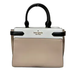 良品 kate spade new york ケイトスペード ステイシー カラーブロック ミディアム サッチェル ハンドバッグ ベージュ レディース 古着 中古 USED