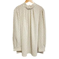 美品 MACKINTOSH LONDON マッキントッシュロンドン ジオメトリックドットプリントブラウス G7M09-259-02 大きいサイズ44 ベージュ レディース 古着 中古 USEDのサムネイル