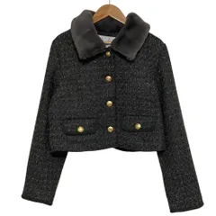未使用 25AW Rirandture リランドチュール ファーカラーツィードジャケット 85448891 サイズ1 グレー レディース 古着 中古 USED