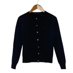 良品 RALPH LAUREN ラルフローレン ポニー刺繍 ウール ニット カーディガン サイズS ネイビー レディース 古着 中古 USED