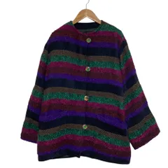 良品 MISSONI ミッソーニ ウールボーダーツイード ノーカラーコート サイズ42 マルチカラー レディース 古着 中古 USEDのサムネイル