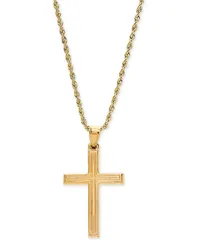 イタリアン ゴールド メンズ アクセサリー ネックレス・チョーカー・ペンダントトップ レース Italian Gold Engraved Cross 20 Pendant Necklace in 14k Yellow Gold イエロー