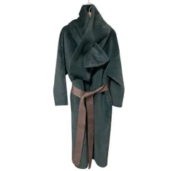 美品 Her lip to ハーリップトゥ Faux Fur Reversible Coat ファーリバーシブルノーカラーコート サイズS グリーン レディース 古着 中古 USED