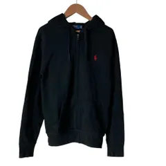 美品 POLO RALPH LAUREN ポロラルフローレン ジップアップスウェットパーカー XS ブラック レディース 古着 中古 USED