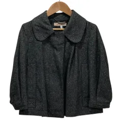 良品 SEE BY CHLOE シーバイクロエ ラウンドカラー ツイードジャケット サイズI38 ダークグレー レディース 古着 中古 USEDのサムネイル