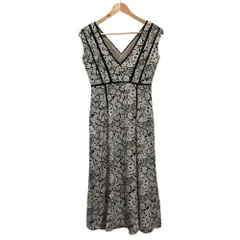 美品 Her lip to ハーリップトゥ Lace Trimmed Floral Dress ノースリーブワンピース S ホワイト ブラック レディース 古着 中古 USED