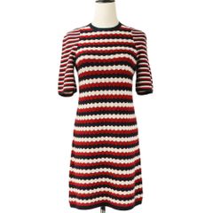美品 CHANEL シャネル ウェーブ ストライプ トリコロール カシミアニット ワンピース P57823 サイズ36 マルチカラー レディース 古着 中古 USED