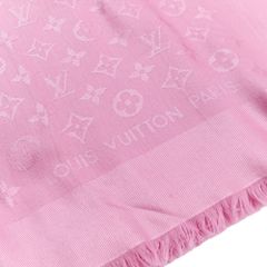 ルイヴィトン モノグラム 大判ストール ショール ピンク シルク ウール