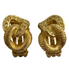 美品 Christian Dior クリスチャンディオール ヴィンテージ チェーンモチーフ イヤリング ゴールドカラー レディース 古着 中古 USED