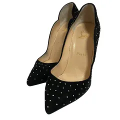 美品 Christian Louboutin クリスチャンルブタン HOT CHICK PLUME 100 パンプス サイズ37 24cm相当 ブラック レディース 古着 中古 USED