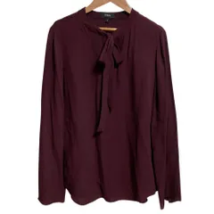 美品 Theory セオリー シルク100％ ロングスリーブ ボウタイブラウス シャツ Sサイズ ボルドー レディース 古着 中古 USED