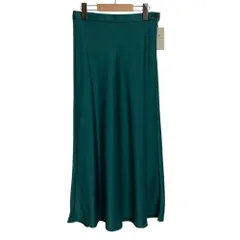 未使用 green label relaxing グリーンレーベルリラクシング ユナイテッドアローズ CFC サテンナローフレアスカート F グリーン  レディース 古着 中古 USED