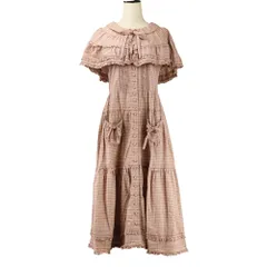 良品 PINK HOUSE ピンクハウス ピコフリル チェック セーラーカラー 段々ティアード ワンピース ピンク レディース 古着 中古 USED