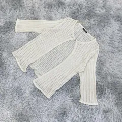 【良品】PINIONclub カギ編みニット カーディガン (L) フェミニン