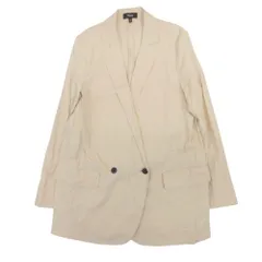 美品 22ss Theory セオリー Eco Crunch Wash DB Boy JKT リネン ダブルブレスト テーラードジャケット ブレザー 0 ベージュ レディース 古着 中古 USED