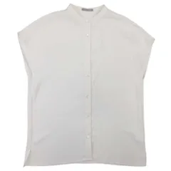 美品 23ss Theory Luxe セオリーリュクス フレンチスリーブ ブラウス シフォン バンドカラー シャツ 42 オフホワイト レディース 古着 中古 USED