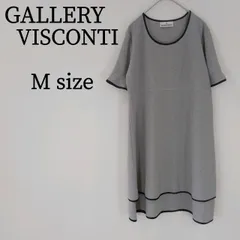 GALLERY VISCONTI ギャラリービスコンティ レディース ワンピース クルーネック 半袖 膝丈 ミディアム丈 フレア 体型カバー 無地 パイピング グレー M