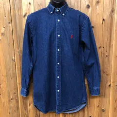 90's Polo by Ralph Lauren メンズM ポロバイラルフローレン 長袖 デニムシャツ ボタンダウンシャツ トップス ポニー刺繍 ダンガリー カジュアル 古着