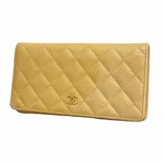 シャネル(Chanel) シャネル 長財布 マトラッセ キャビアスキン ライトブラウン レディース