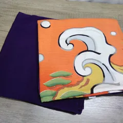 ファッション小物 和装小物 中古・風呂敷 大判タイプ 丹波ちりめん、綿100%、日本製 ２枚まとめ U176